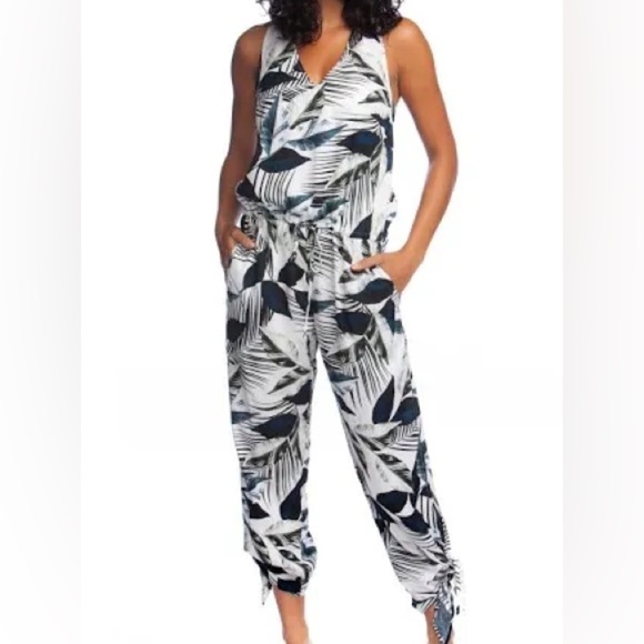 La Blanca Other - LA Blanca Women's Moment of Zen Printed Jumpsuit Swim Cover-Up Sz L